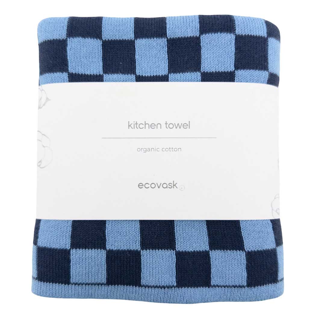 Ecovask The Ultimate Tea Towel - Navy Cornflower Cheq